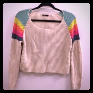 Cropped rainbow knit sweater